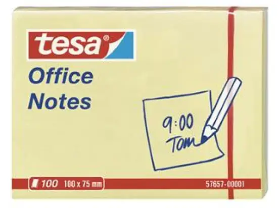 Haftnotiz Tesa 57657-00001-05 Office Notes 100 x 75 mm, Block mit 100 Blatt, gelb