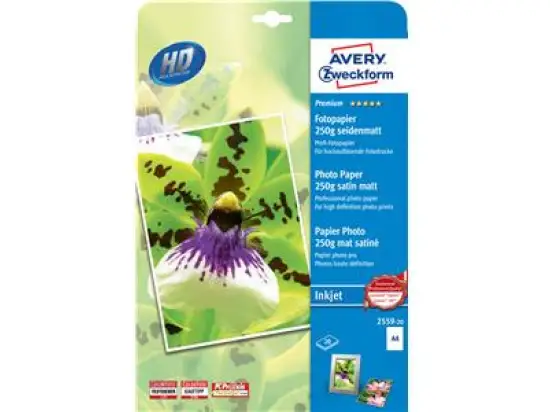 Fotopapier Avery Zweckform 2559-20 A4 250g Premium seidenmatt, Pack 20 Blatt