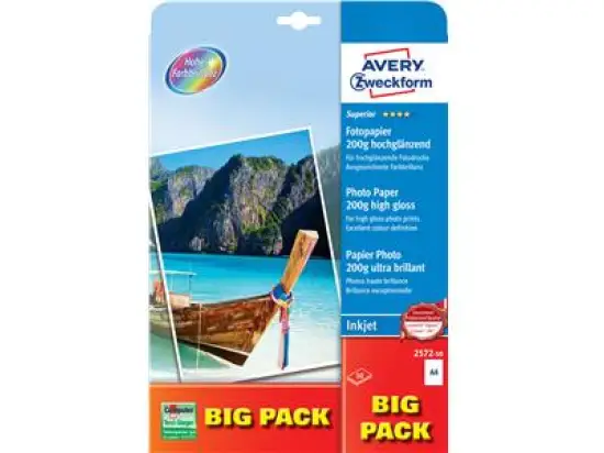 Fotopapier Avery Zweckform 2572-50 A4 200g Superior hochglänzend, Pack 50 Blatt