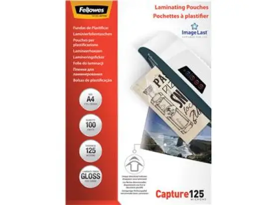 Laminierhülle Fellowes 5307407 CR53074 A4 125micron glänzend Format: 210x297mm, Pack 100 Stk
