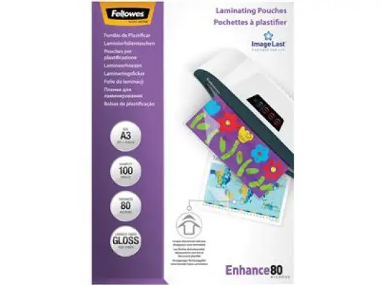 Laminierhülle Fellowes 5306207 A3 80micron glänzend Format: 297x420mm, Pack 100 Stk