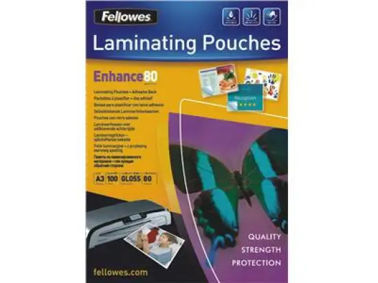 Laminierhülle Fellowes 5302302 A3 80my selbstklebend glänzend Format: 310x432mm, Pack 100 Stk