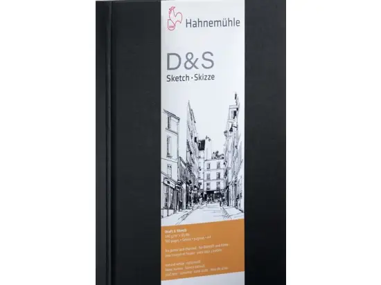 Skizzenbuch Hahnemühle 10628272 D&S A4-hoch 140g 80 Blatt schwarz Fadenheftung Hochformat