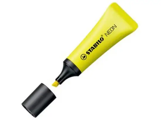 Textmarker Stabilo 72/24 Neon 2-5mm, Keilspitze, gelb, Pack 10 Stk