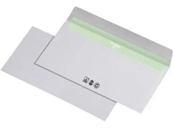 Briefumschlag Mailmedia 30006890 227640 Envirelope DIN lang, ohne Fenster, Haftklebung, weiß Envirelope BLUE mit blauem Engel, 80g, Pack 1000 Stk