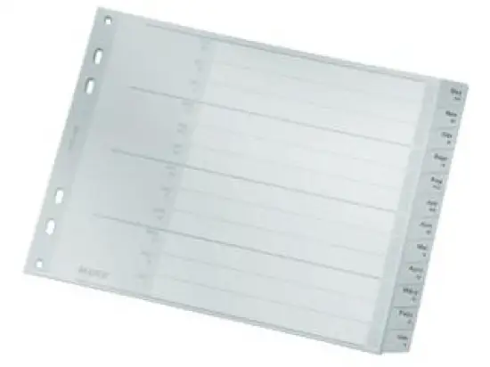 Monats-Register Leitz 1288-00-85 12880085 A4 Dezember-Januar Kunststoff (PP) 238x180mm grau A4 12Blätter