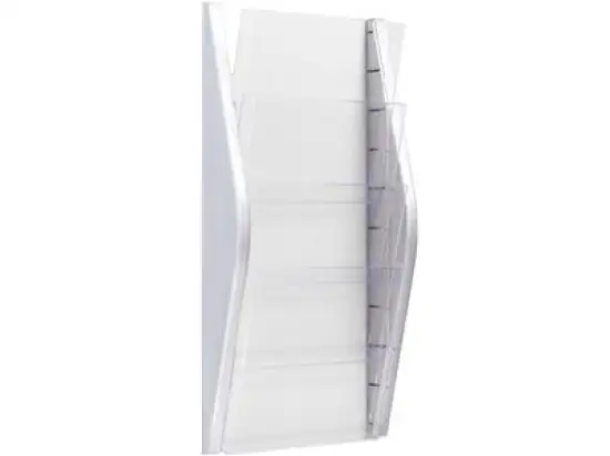 Wand-Prospekthalter Helit H6270100 4Fach/A4h silber Wandmontage 275x540x80mm