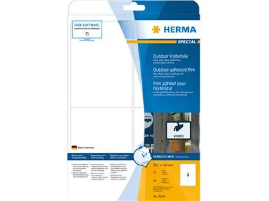 Outdoor Klebefolie Herma 9534 Special 99,1 x 139 mm weiß Klebefolie, Laser, Pack 40 Stk