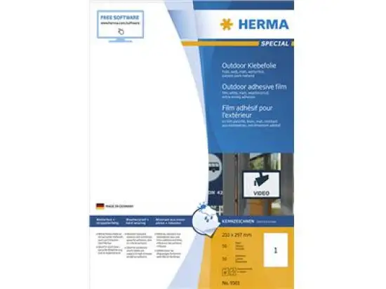 Outdoor Klebefolie Herma 9501 Special 210 x 297 mm weiß Klebefolie wetterfest, Laser, Pack 50 Stk