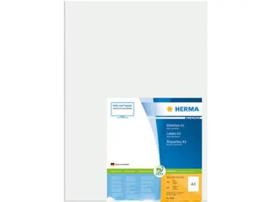 Etiketten Herma 8692 Special 420 x 297 mm A3, selbstklebend, weiß, Laser Kopierer, Pack 100 Stk/100 Blatt