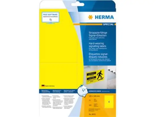 Signal-Etiketten Herma 8032 Special 105 x 148 mm gelb stark haftend, strapazierfähig, Laser, Pack 100 Stk