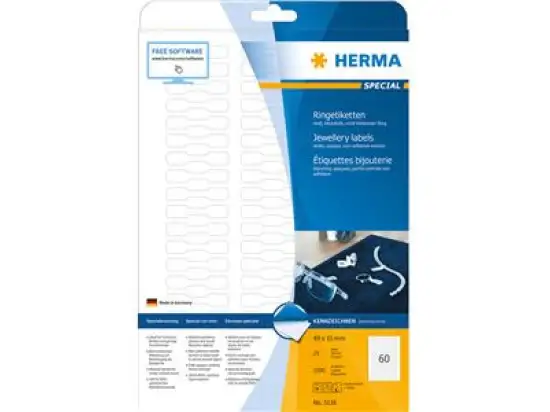 Ringetiketten Herma 5116 49 x 10 mm weiß, Inkjet Laser Kopierer, Pack 1500 Stk