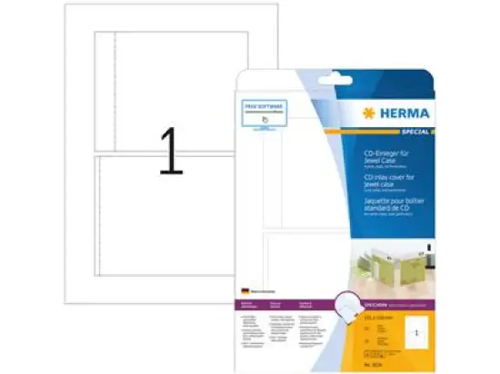 CD-Einleger Herma 5036 Special 151 x 118 mm Karton, perforiert, weiß, Inkjet Laser Kopierer, Pack 25 Stk/25 Blatt