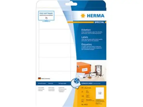 Etiketten Herma 4823 Special 97 x 42,3 mm selbstklebend, weiß, Inkjet, Pack 300 Stk/25 Blatt