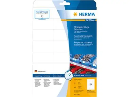 Etiketten Herma 4695 Special 70 x 37 mm weiß Folie wetterfest, strapazierfähig, Laser Kopierer, Pack 600 Stk