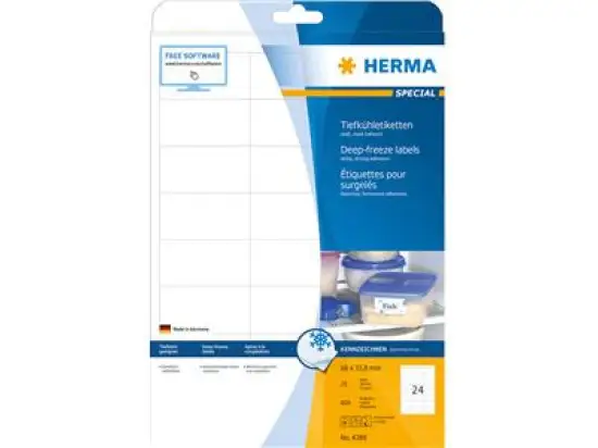 Tiefkühl-Etiketten Herma 4389 Special 66 x 33,8 mm weiß mit Eiskristallen, Pack 600 Stk