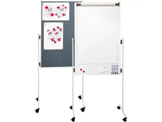 Kombiflipchart Franken UMTFC 76x121cm, grau, magnetisch, pinnbar, Blockhalterung