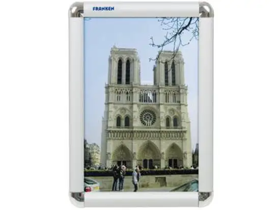 Plakatrahmen Franken BS0701 A4, Aluminium, silber, aufklappbares Rahmenprofil