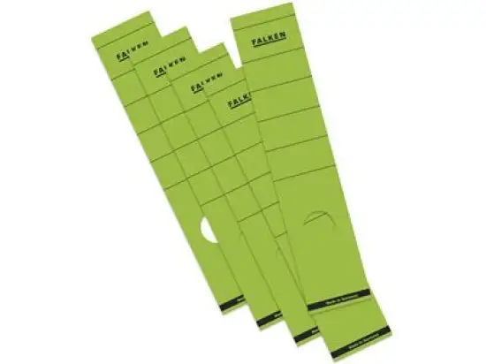 Ordner-Rückenschild Etiketten Falken 11286903 lang/breit, selbstklebend, mit Aufdruck, grün, Pack 10 x 10 Stk