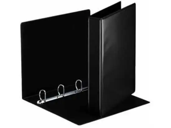 Panorama Ringbuch Esselte 49717 A4, 4 Ringe Ø 30 mm, Pappe/PP-Folie, 2 Außentaschen, D-Ring-Mechanik, schwarz, Pack 10 Stk