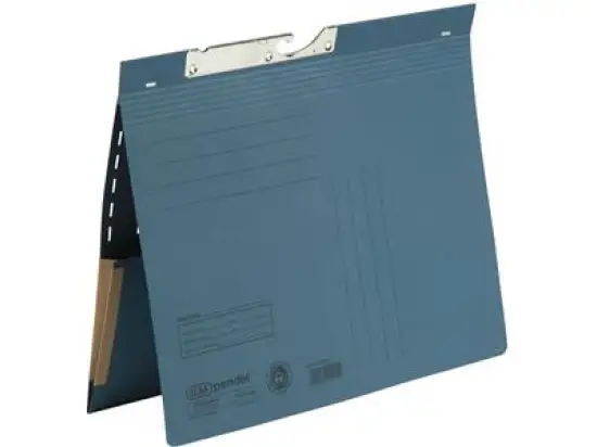Pendelhefter Elba 100570023 90463BL A4, Karton 320g, kaufmännische Heftung, mit Tasche, blau, Pack 50 Stk