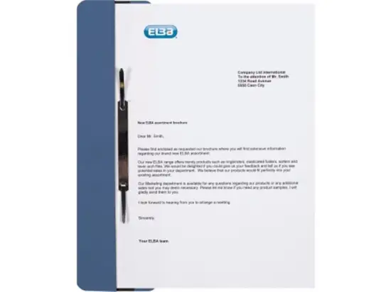 Ösenschmalhefter Elba 100091760 26450BL A4+Folio, Manilakarton 250g, kaufmännische Heftung + Amtsheftung, blau, Pack 25 Stk