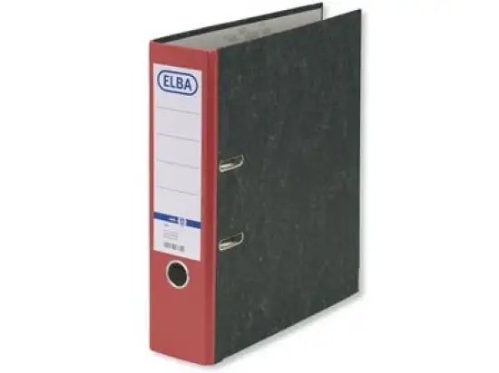 Ordner Elba 100023250 10428RO smart Original A4, 80mm, Pappe/Wolkenmarmor, roter Rücken, Pack 10 Stk