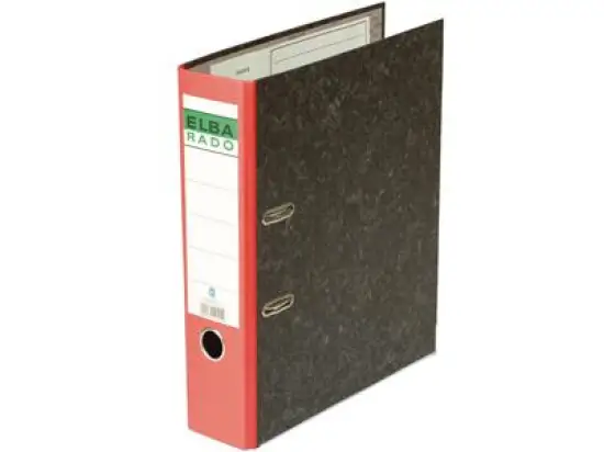 Ordner Elba 100555313 10407RO Rado A4, 80mm, Pappe/Wolkenmarmor, roter Rücken