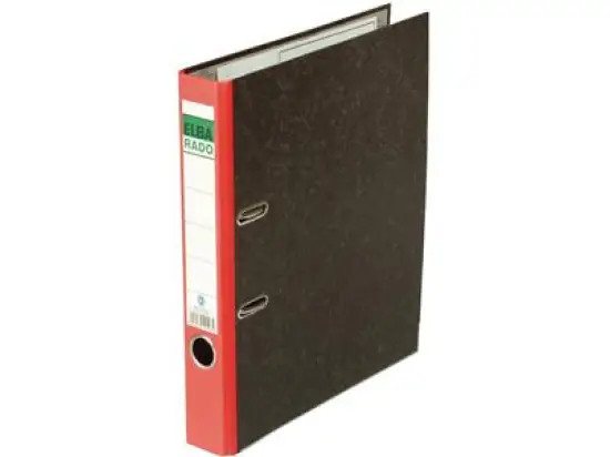 Ordner Elba 100555310 10404RO Rado A4, 50mm, Pappe/Wolkenmarmor, roter Rücken