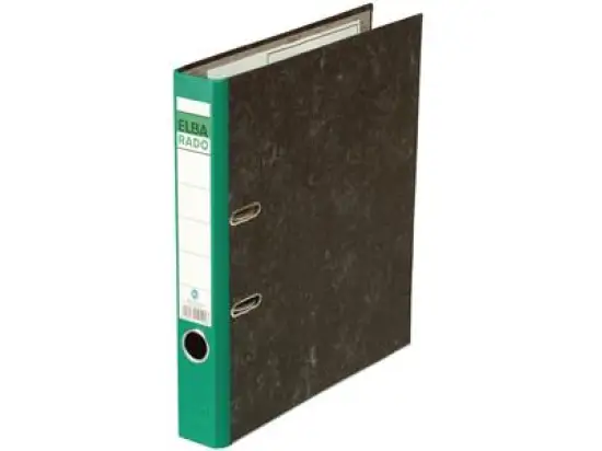 Ordner Elba 100555309 10404GN Rado A4, 50mm, Pappe/Wolkenmarmor, grüner Rücken