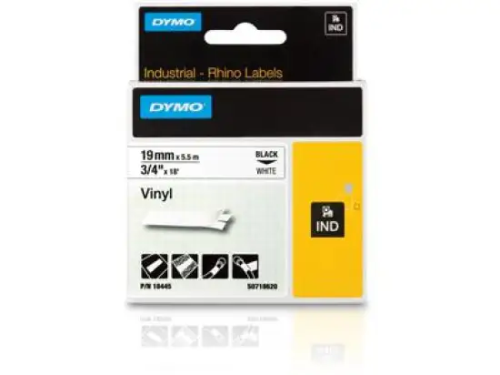 Schriftband-Kassette Dymo S0718620 18445 Rhino 19mm x 5,5m, schwarz auf weiß