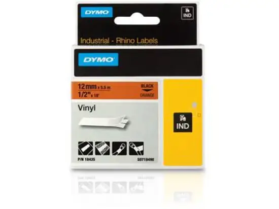 Schriftband-Kassette Dymo S0718490 18435 Rhino 12mm x 5,5m, schwarz auf orange
