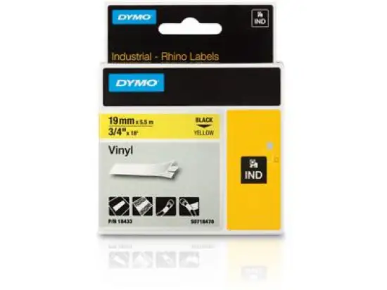 Schriftband-Kassette Dymo S0718470 18433 Rhino 19mm x 5,5m, schwarz auf gelb