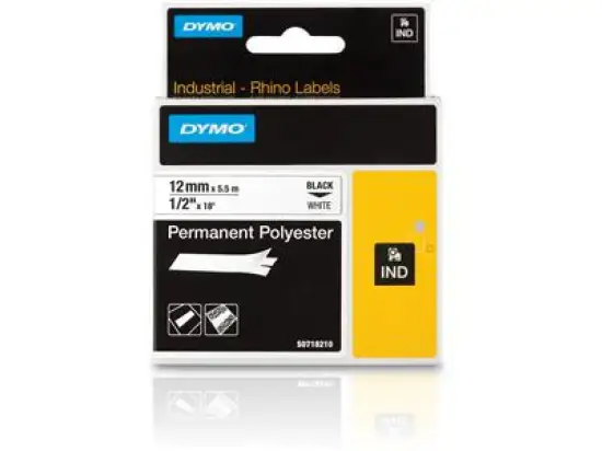 Schriftband-Kassette Dymo S0718210 18483 Rhino 12mm x 5,5m, schwarz auf weiß