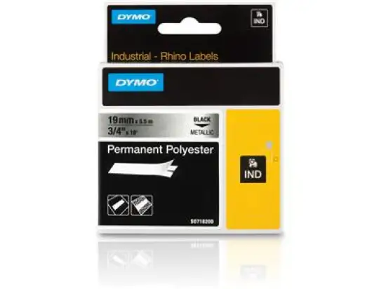 Schriftband-Kassette Dymo S0718200 18487 Rhino 19mm x 5,5m, schwarz auf metallic
