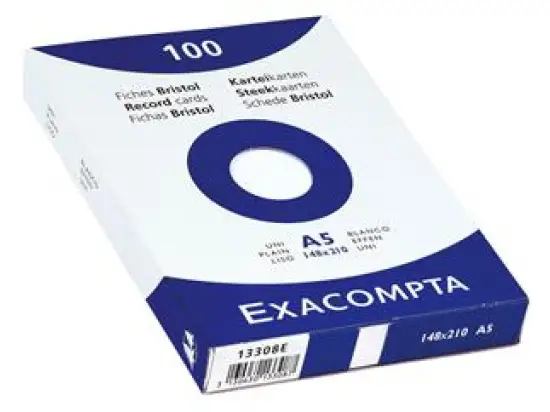 Karteikarten Exacompta 3308B A8 blanko weiß, Pack 100 Stk