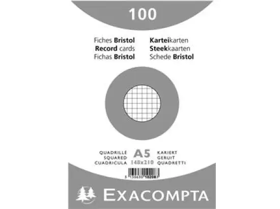 Karteikarten Exacompta 3208B A8 kariert weiß, Pack 48 x 100 Stk