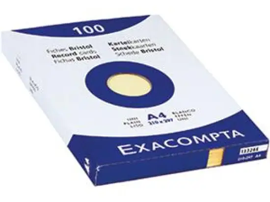 Karteikarten Exacompta 10326E A4 blanko gelb, Pack 100 Stk