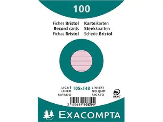 Karteikarten Exacompta 10839SE A6 liniert rosa, Pack 100 Stk