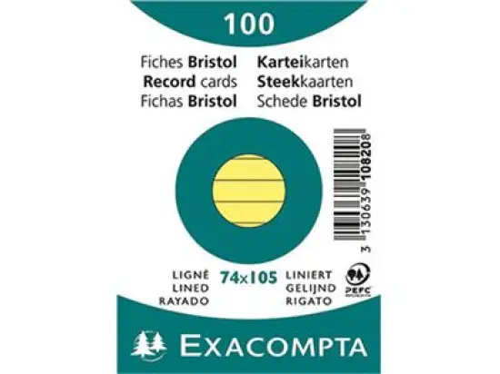 Karteikarten Exacompta 10820SE A7 liniert gelb, Pack 100 Stk