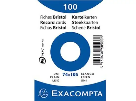 Karteikarten Exacompta 10500SE A7 blanko weiß, Pack 100 Stk