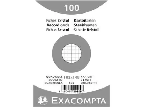 Karteikarten Exacompta 10209E A6 kariert weiß, Pack 100 Stk
