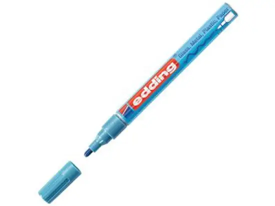 Glanzlack-Marker Edding 751 4-751-9-070 1-2mm, Rundspitze, hellblau-metallic, Pack 10 Stk