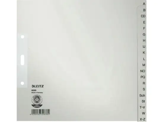 Buchstaben-Register Leitz 6095-00-85 60950085 A4 halbe Höhe, Buchstaben A-Z, Papier, grau