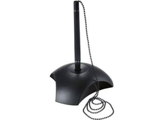 Kugelschreiberständer HAN 1751-13 Delta Kunststoff (PS), schwarz, mit Kugelschreiber, mit Kette, Schreibfarbe: schwarz