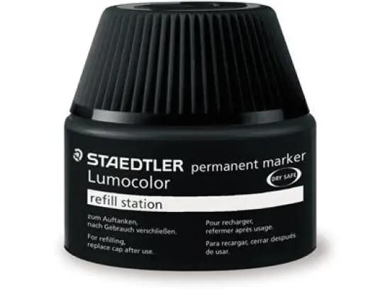 Permanentmarker-Nachfülltusche Staedtler 48850-9 488 50-9 Lumocolor schwarz, für Permanentmarker Lumocolor 350, Pack 4 x Flasche je 30ml