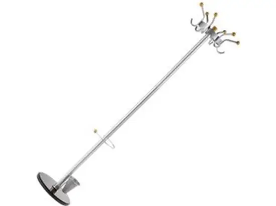 Garderobenständer Alco 2825 silber mit 6 Haken mit hellen Holzköpfen Höhe: 185cm