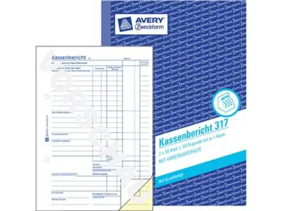 Kassenbericht Avery Zweckform 317 A5 2x50 Blatt, mit Blaupapier, Pack 10 Stk