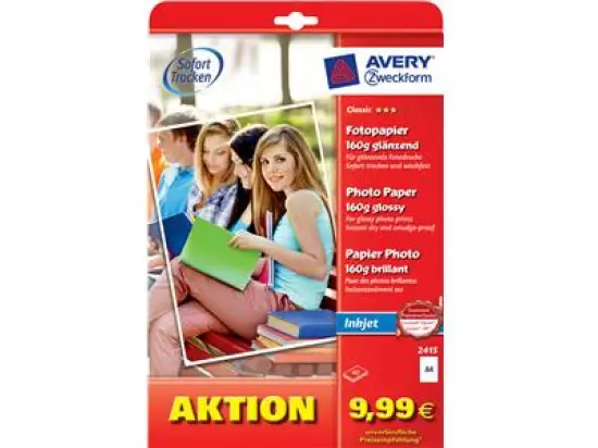 Fotopapier Avery Zweckform 2415 Classic A4 160g glänzend, Inkjet, Pack 40 Blatt
