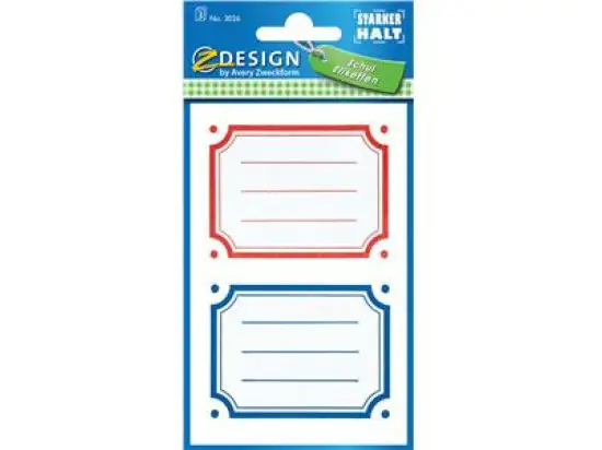 Buch-Etiketten Avery Zweckform 3026 76 x 120 mm rot/blau, Pack 10 x 6 Stk